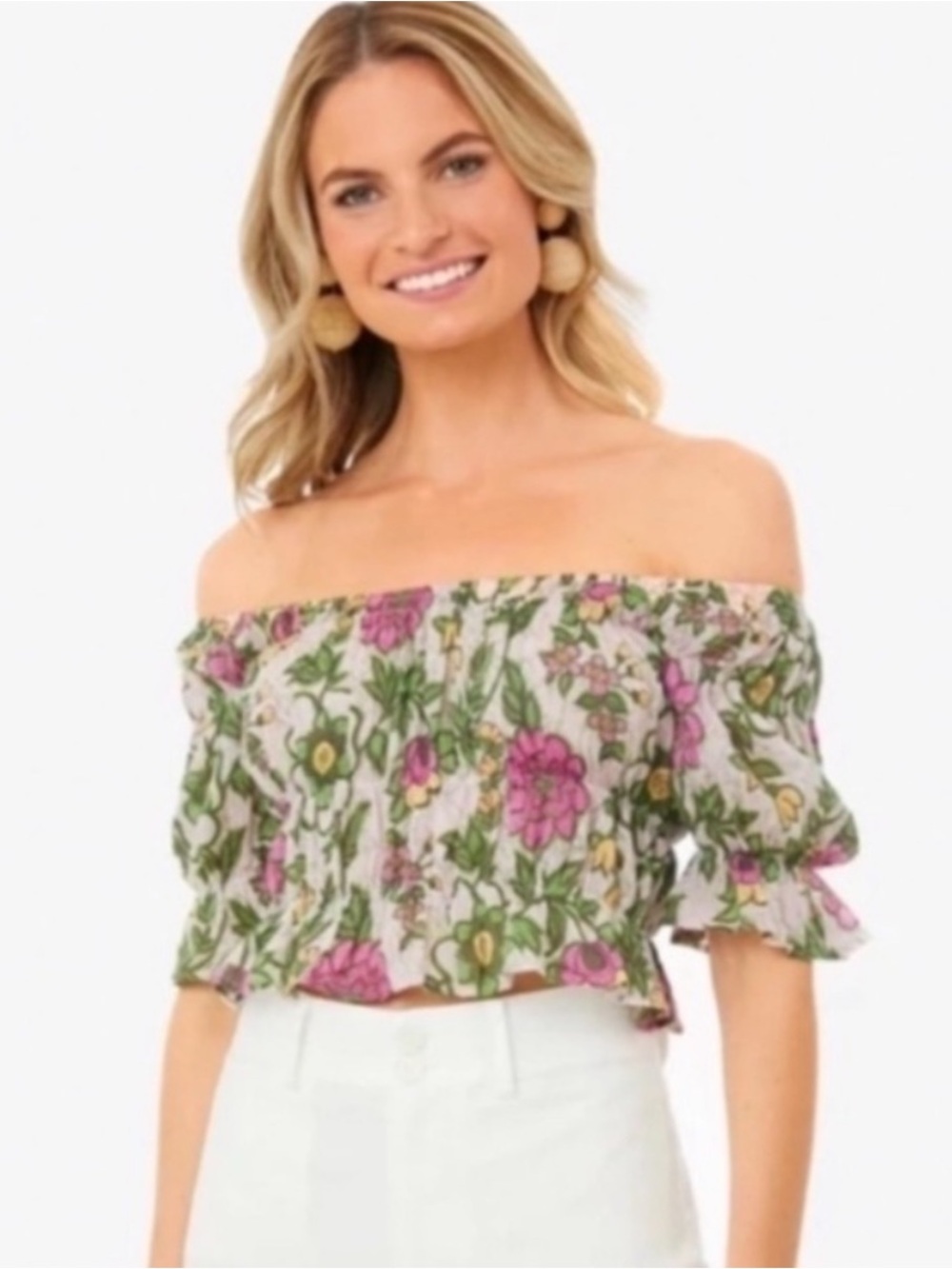 NWT Banjanan Cora Top Freyja Flower Lilac Sachet Cotton Voile Size XS